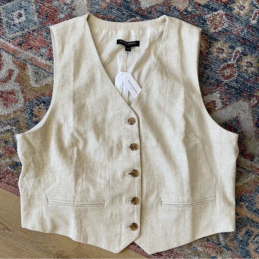 BANANA REPUBLIC FACTORY LINEN BLEND WAISTCOAT VEST